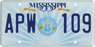 MS license plate APW109