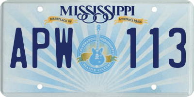MS license plate APW113