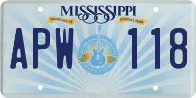 MS license plate APW118