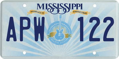 MS license plate APW122