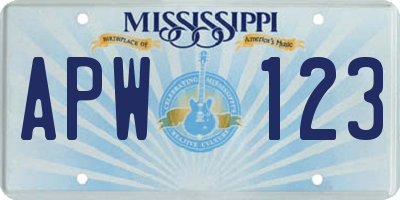 MS license plate APW123
