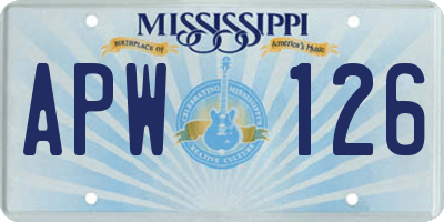 MS license plate APW126