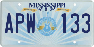MS license plate APW133
