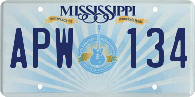 MS license plate APW134