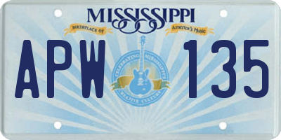 MS license plate APW135