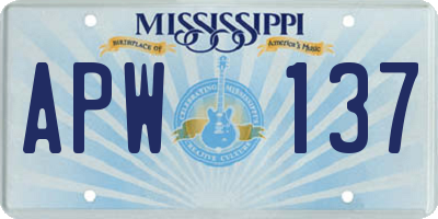 MS license plate APW137