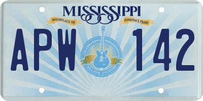 MS license plate APW142