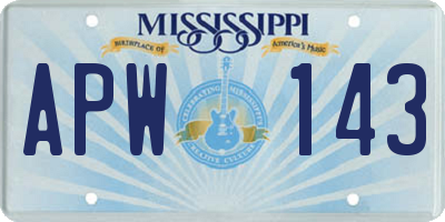 MS license plate APW143
