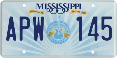MS license plate APW145
