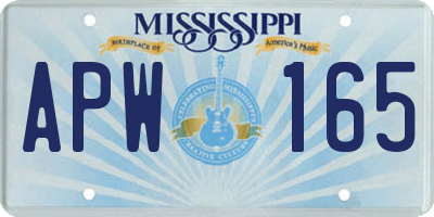 MS license plate APW165