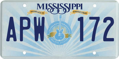 MS license plate APW172