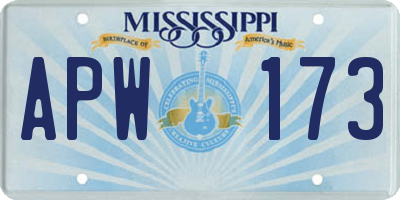 MS license plate APW173