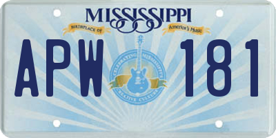 MS license plate APW181