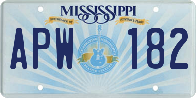 MS license plate APW182