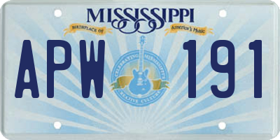 MS license plate APW191