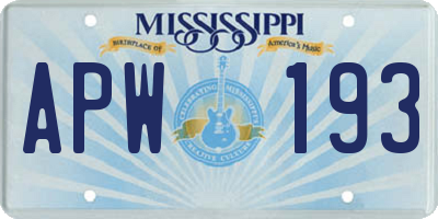MS license plate APW193