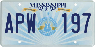 MS license plate APW197
