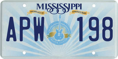 MS license plate APW198