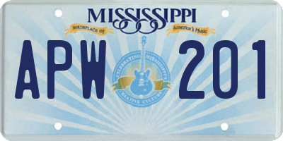 MS license plate APW201