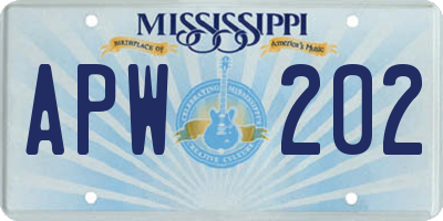 MS license plate APW202