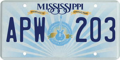 MS license plate APW203