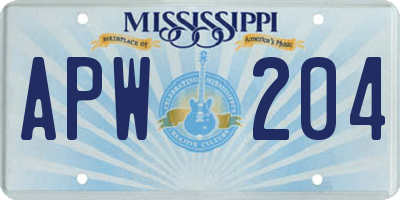 MS license plate APW204