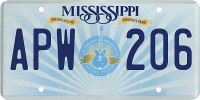 MS license plate APW206