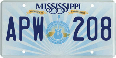 MS license plate APW208