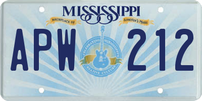 MS license plate APW212