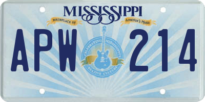 MS license plate APW214