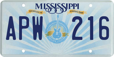 MS license plate APW216