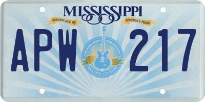 MS license plate APW217