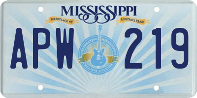MS license plate APW219