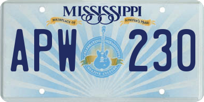 MS license plate APW230