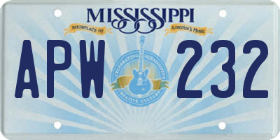 MS license plate APW232