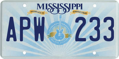 MS license plate APW233