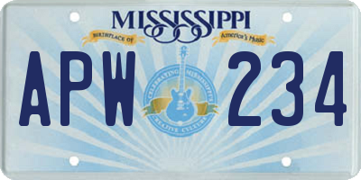 MS license plate APW234