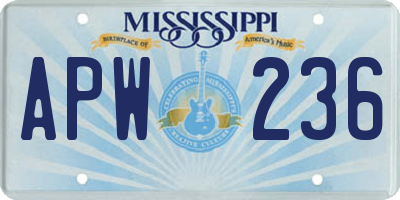 MS license plate APW236
