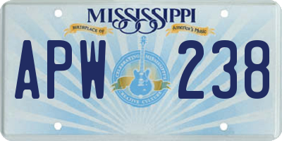 MS license plate APW238