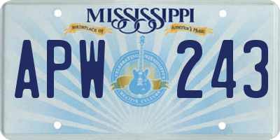 MS license plate APW243