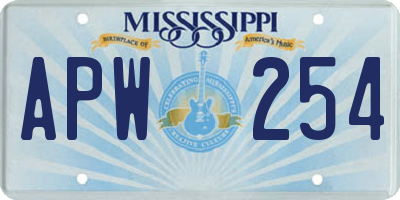 MS license plate APW254