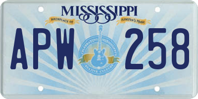 MS license plate APW258