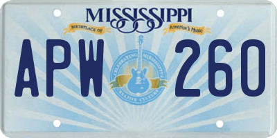 MS license plate APW260