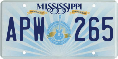 MS license plate APW265