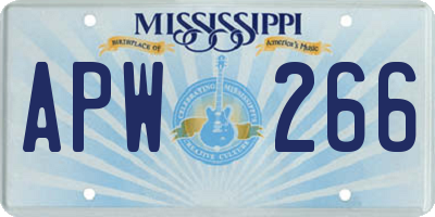 MS license plate APW266