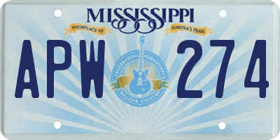 MS license plate APW274