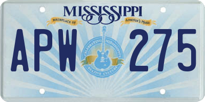 MS license plate APW275
