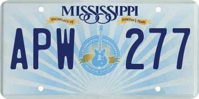 MS license plate APW277
