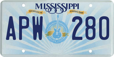 MS license plate APW280