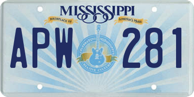 MS license plate APW281